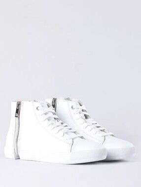 Diesel Women's S-Nentish Leather Trainers High-Top Sneakers with Zipper Size 8.5